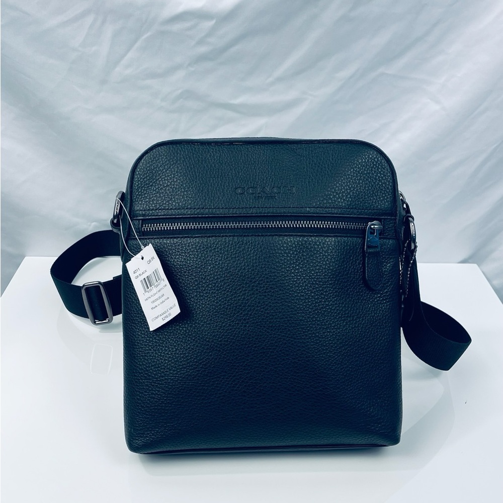 COACH Men’s Houston Flight Leather Shoulder Bag Black